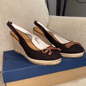 G.H. Bass & Co. Black and Tan Wedge Espadrilles